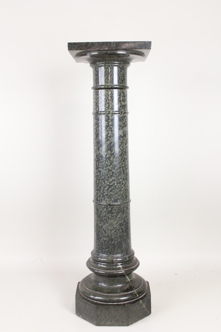 19th C. Neoclassical Green Marble Column Pedestal (1 of 10)