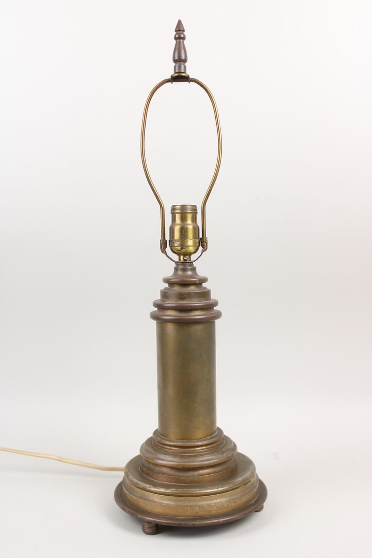 Machine Age Brass Table Lamp, Trench Art (1 of 9)