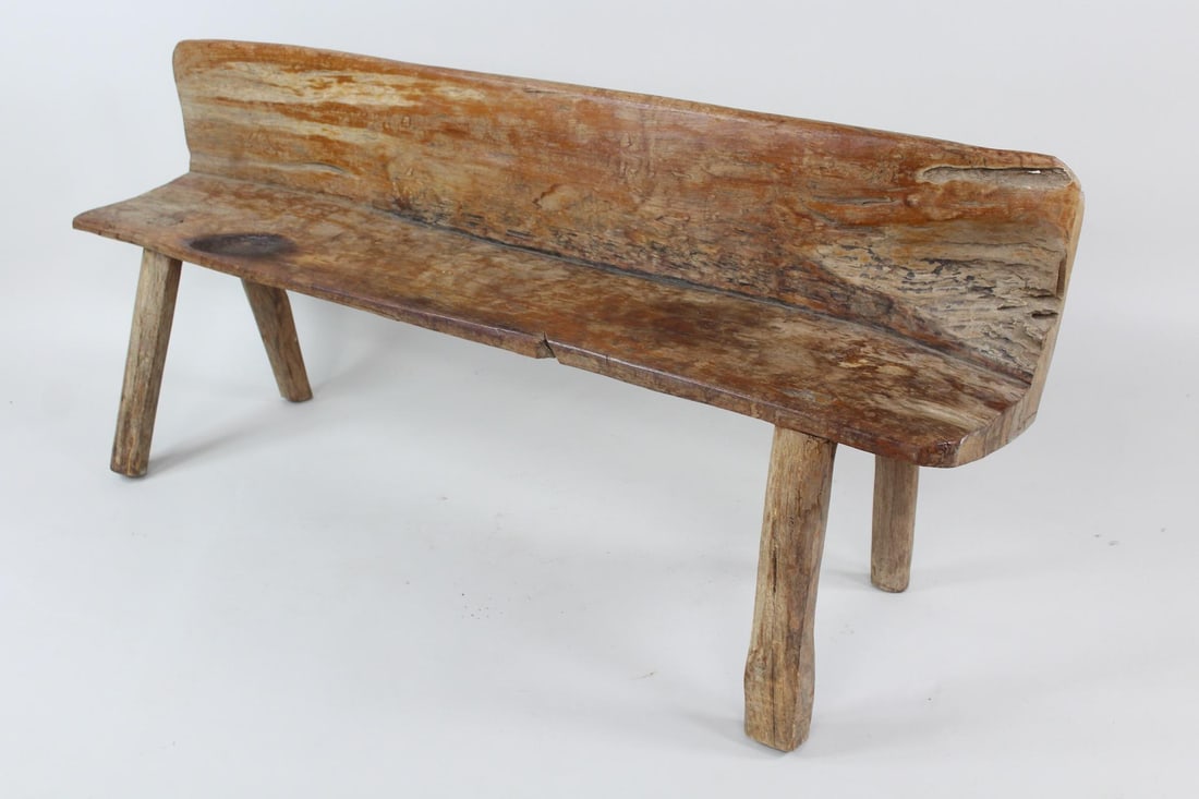 Primitive Monolithic Log Bench, Peg Leg (1 of 13)