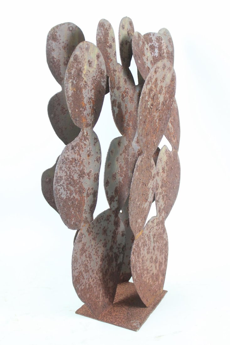 Southwest Metal Cactus Sculpture with Great Patina (1 of 11)