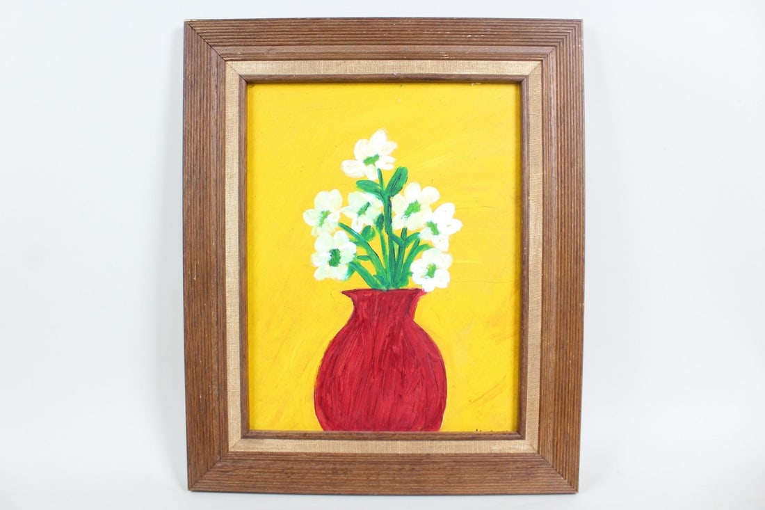 Earl Swanigan Outsider Art Painting, Flowers in a Vase (1 of 8)