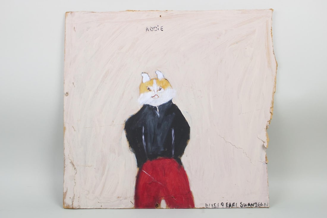 Outsider Art Painting of Cat named "Addie", Earl Swanigan (1 of 8)