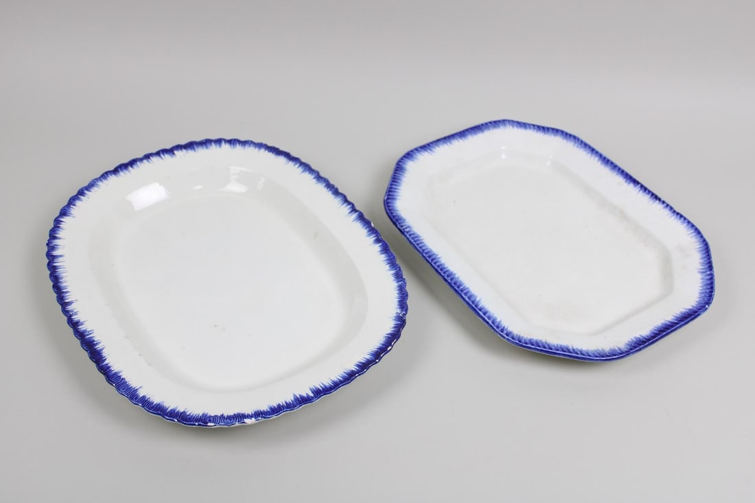Pair of Feather Edged Ironstone Platters (1 of 15)