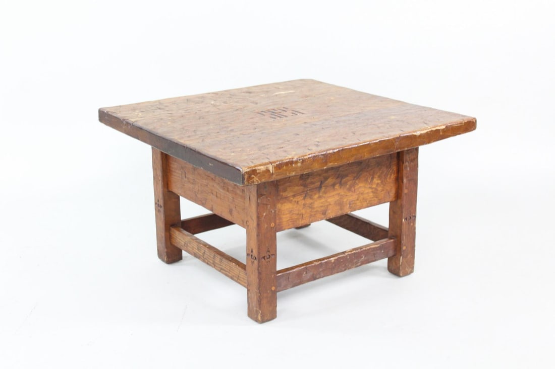 Primitive Brutalist Carved Wood Side Table, R. Douglas Rumsey (1 of 8)