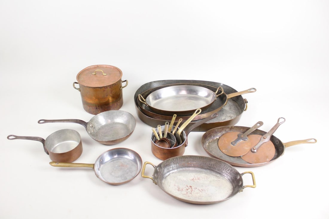 Lot of 18 French Copper Pots, Pans & Lids (1 of 19)