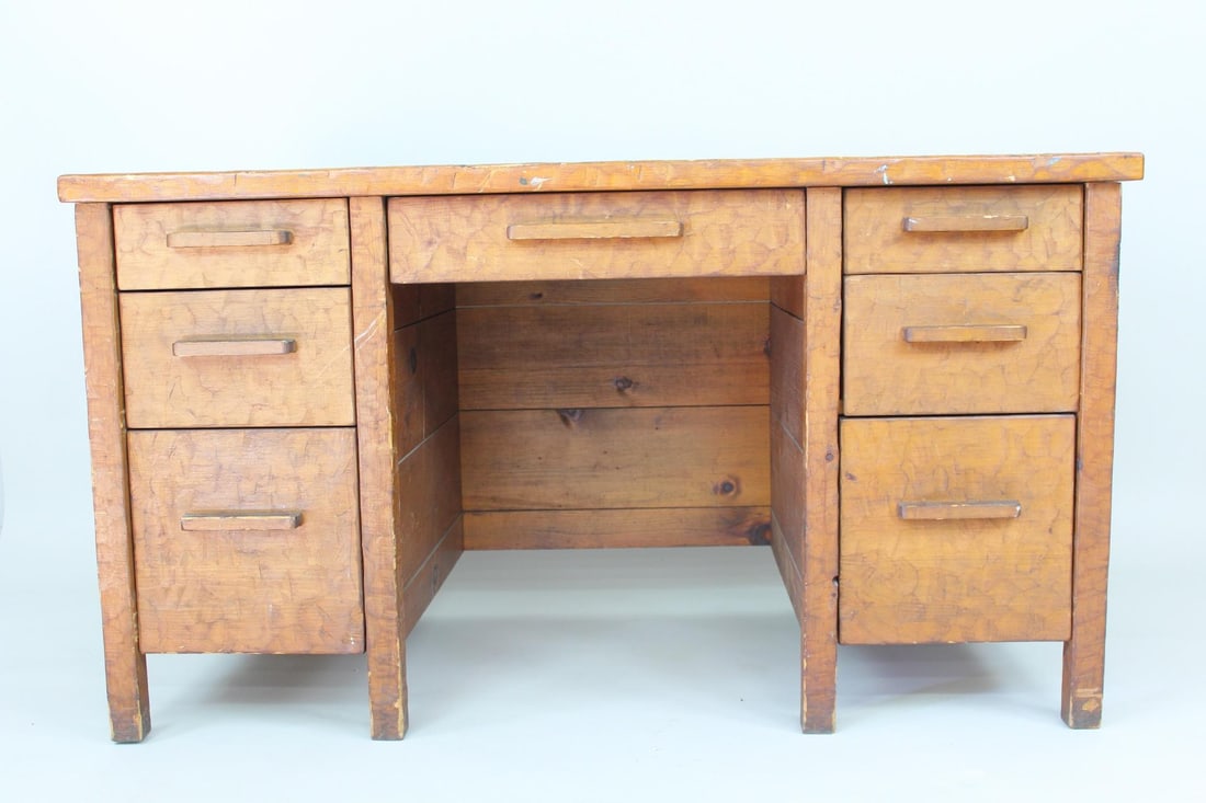 Primitive Brutalist Wooden Desk, R. Douglas Rumsey (1 of 11)