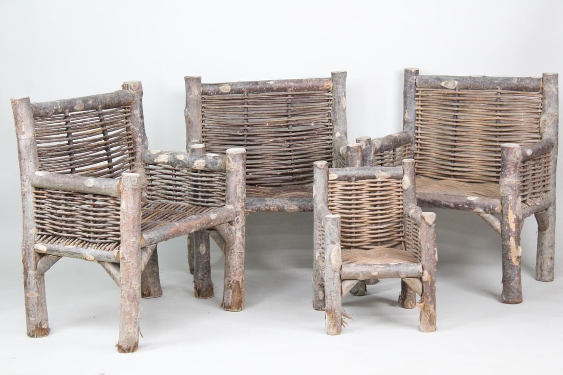 Set of 4 Primitive Adirondack Twig Armchairs (1 of 18)
