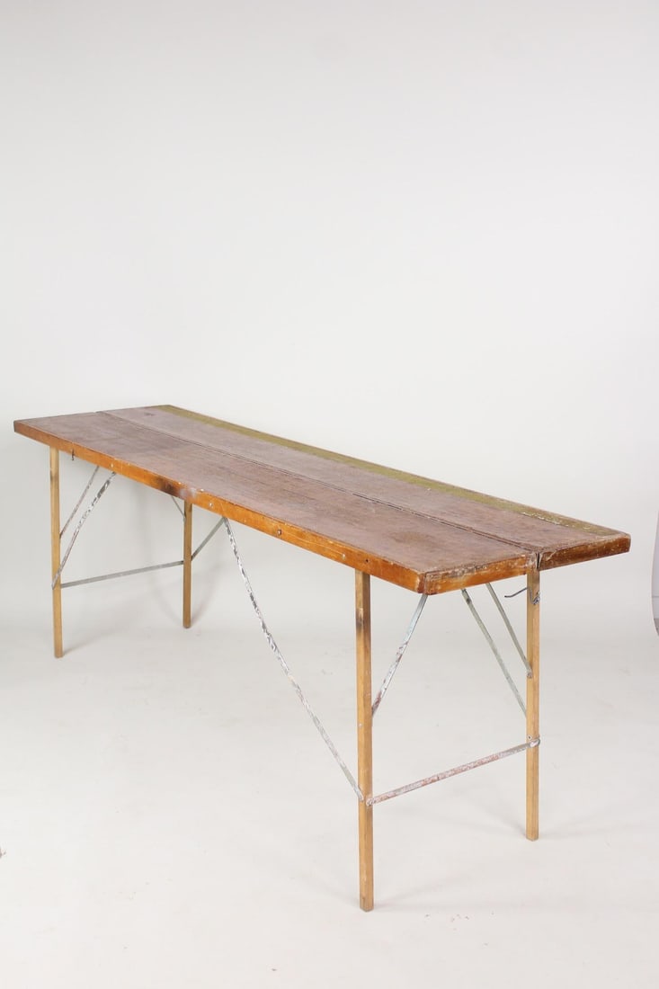 Primitive Shellacked Wood & Metal Folding Wallpaper Table (1 of 11)