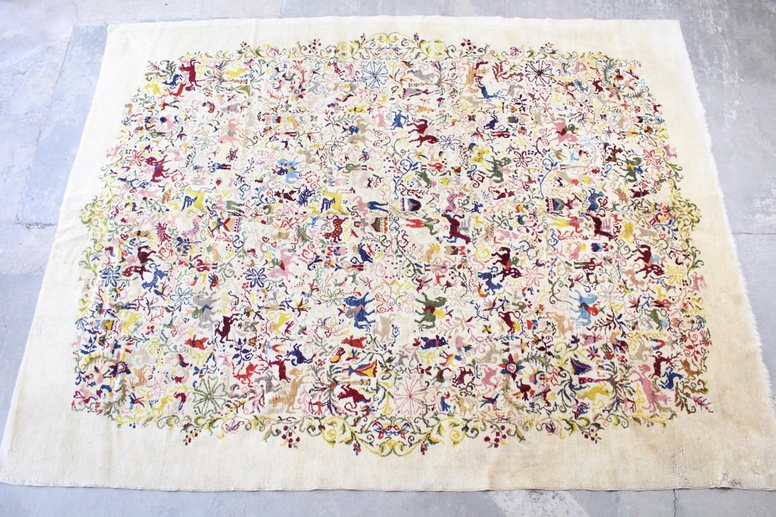 Large Room Size Rug by Olga Fisch Folk Art Ecuadorian Rug, 'Caceria' (1 of 16)