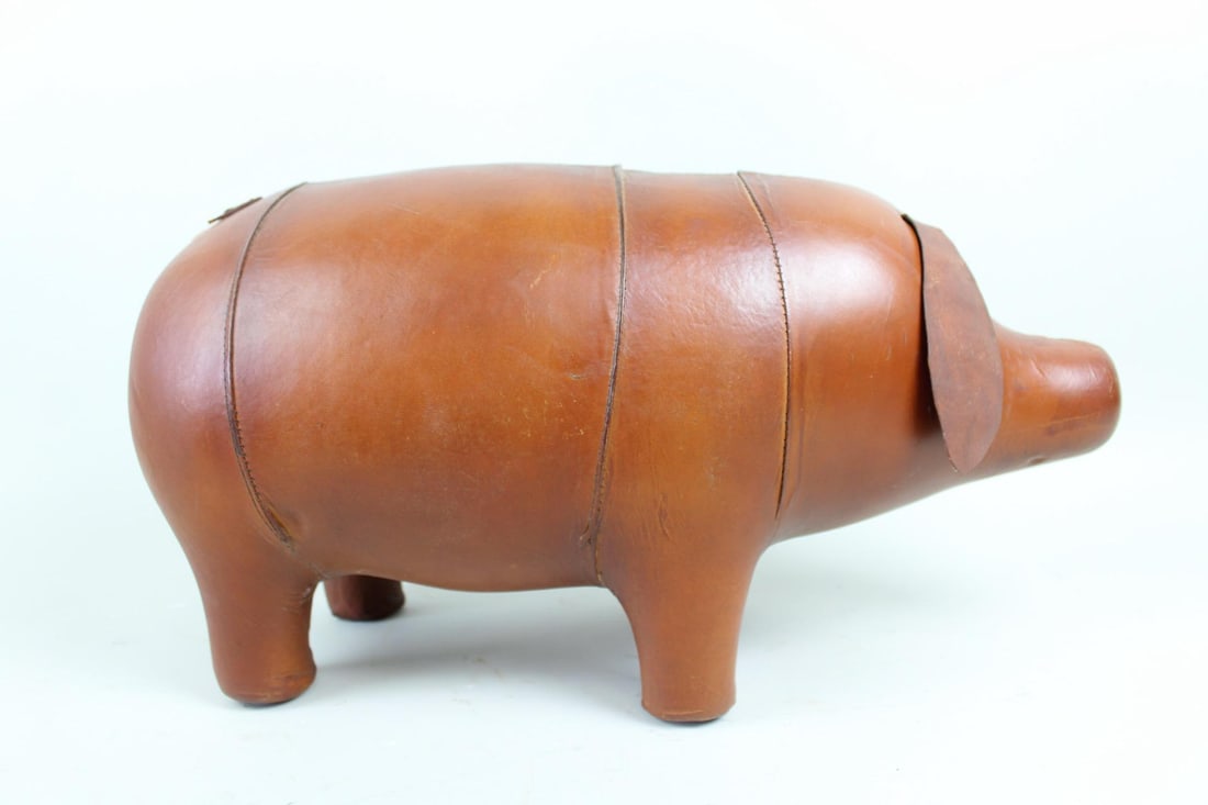 Brown Leather Covered Pig Footstool (1 of 14)