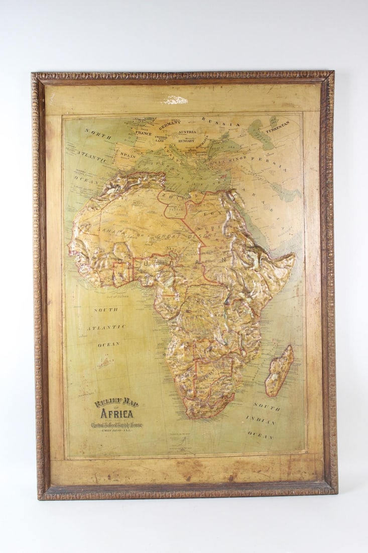19th C. Relief Map of Africa, Central School Supply House Chicago (1 of 15)