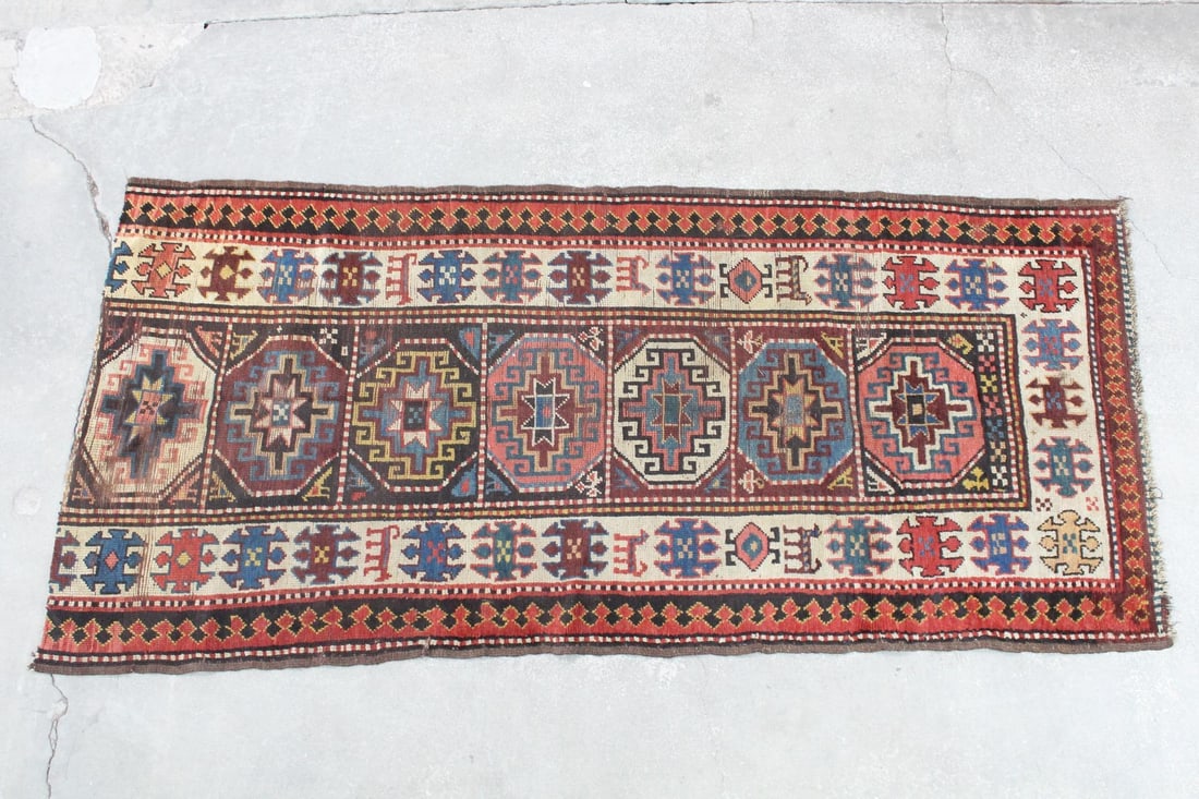 7-Foot Caucasian Style Runner Rug with Animals (1 of 10)