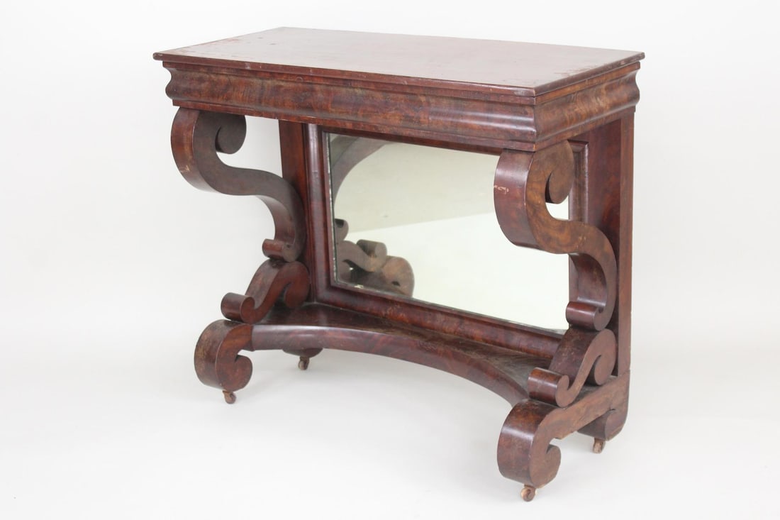 19th C American Empire Flame Mahogany Pier Table (1 of 12)