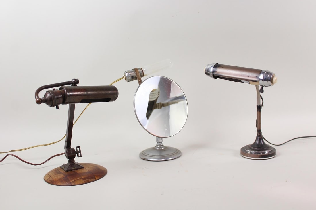 Lot of 3 Art Deco Adjustable Metal Lamps (1 of 15)