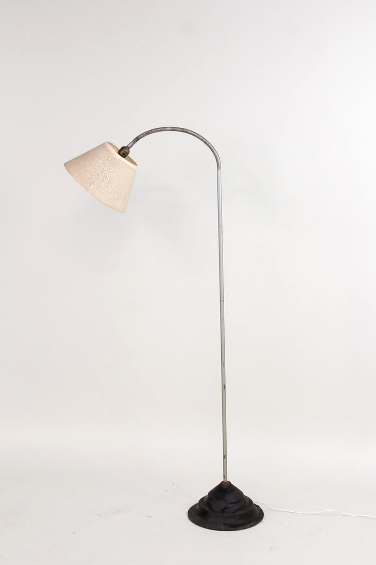 Industrial Machine Age Metal Gooseneck Floor Lamp, L.M. Co. (1 of 9)