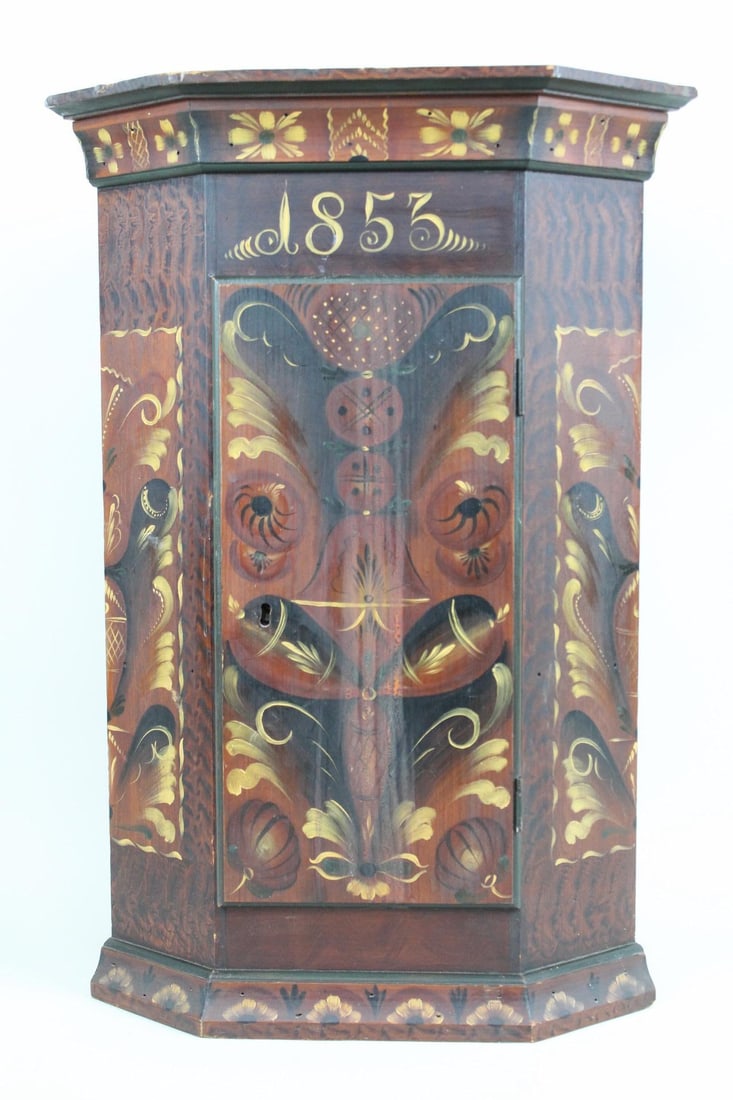 Swedish Folk Art Wedding Corner Cabinet Dated 1853 (1 of 15)