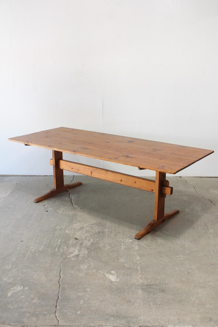 7-Foot Primitive Farm House Trestle Beam Table (1 of 7)