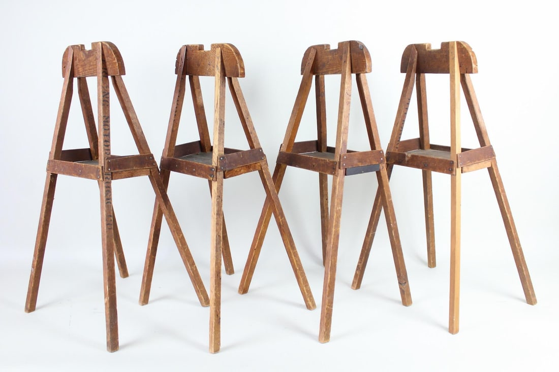 Set of 4 Primitive Wooden Sawhorses, Table Stands (1 of 9)