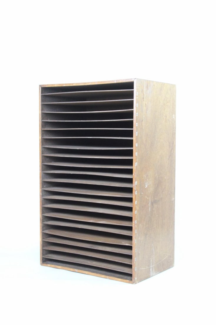 Industrial Wooden Standing Open Flat File, Artist's Studio Storage (1 of 13)