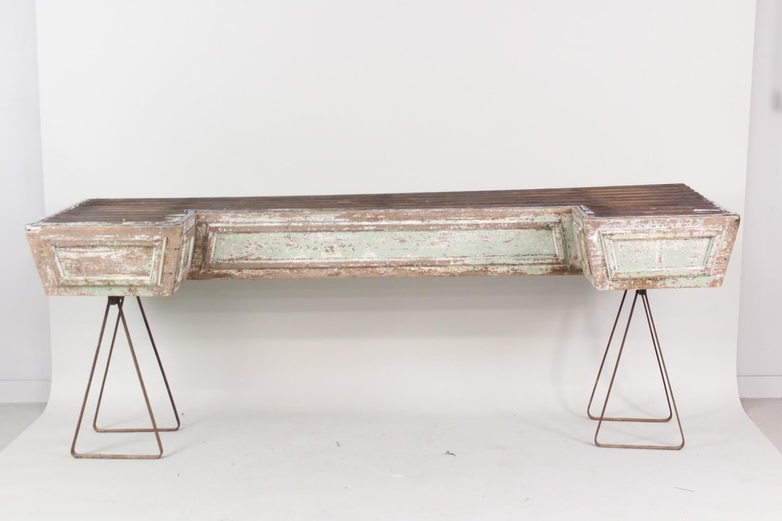 7.5-Foot Industrial Slat Wood & Zinc Lined Gardening Table (1 of 11)