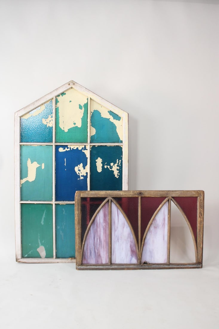 Lot of 2 Architectural Stained Glass Windows (1 of 7)