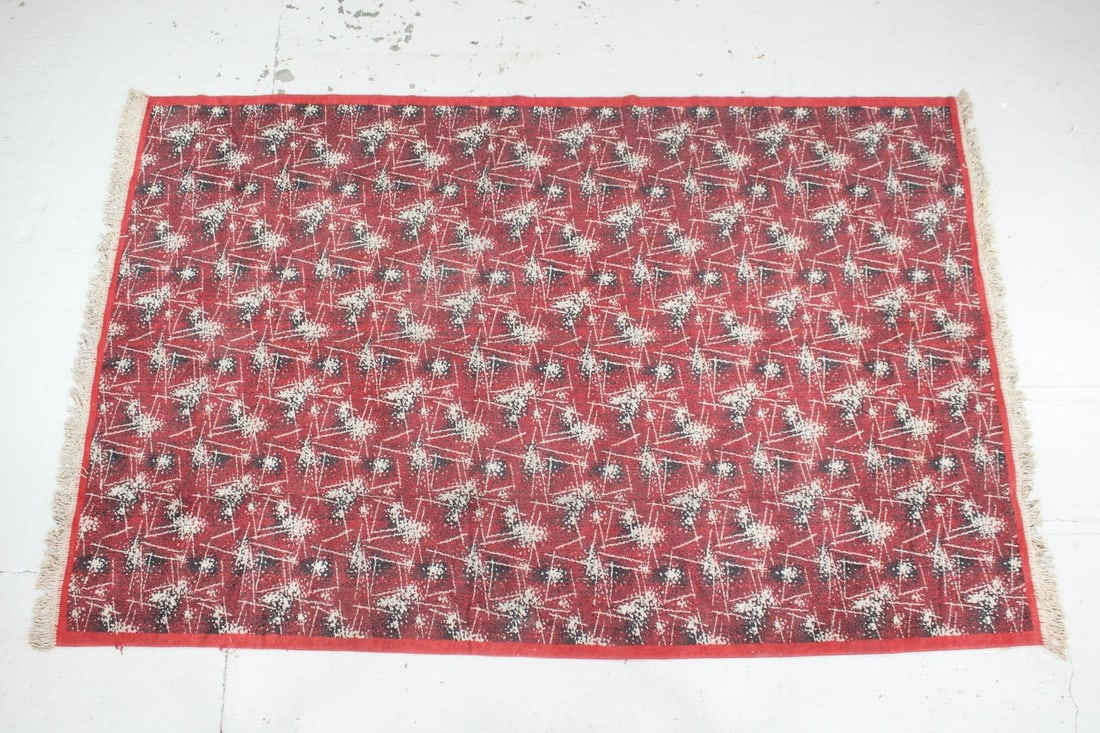 Mid Century Modern Abstract Atomic Area Rug, Black White Red (1 of 6)