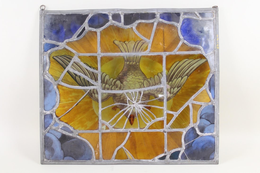 Leaded Stained Glass Window with Painted Bird (1 of 12)