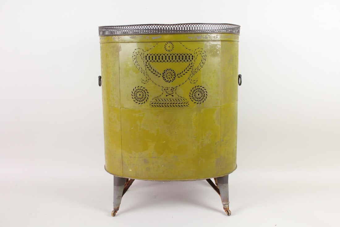 Green Painted Perforated Tole Coal Brazier (1 of 13)