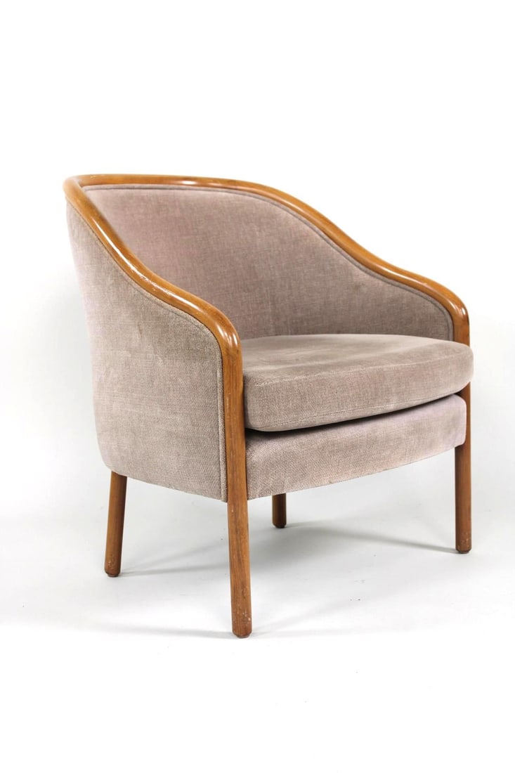 Ward Bennett Landmark Lounge Chair for Brickel Associates: Ward Bennett Landmark Lounge Chair for Brickel Associates. This nice wood framed velvet upholstered chair is called the Landmark chair. Clearly marked underneath. Dimensions are 30.5 in h x 26 in w x
