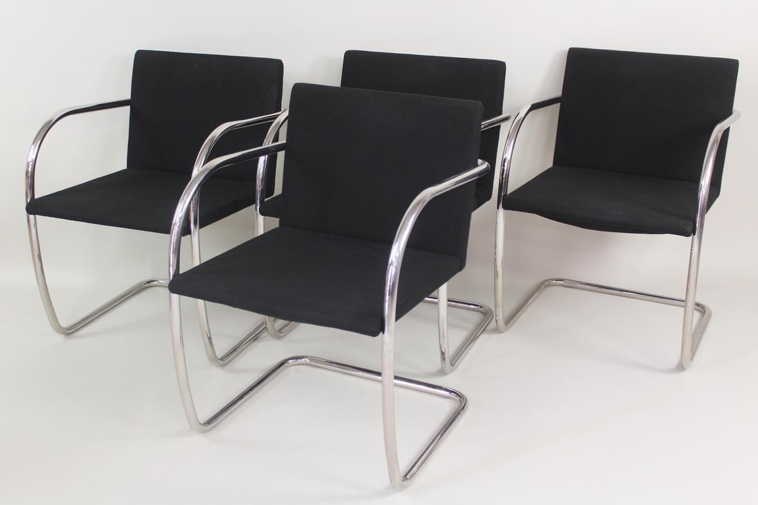 Set of 4 Brno Black Fabric Tubular Dining Chairs by Knoll, 1 of 4 (1 of 10)
