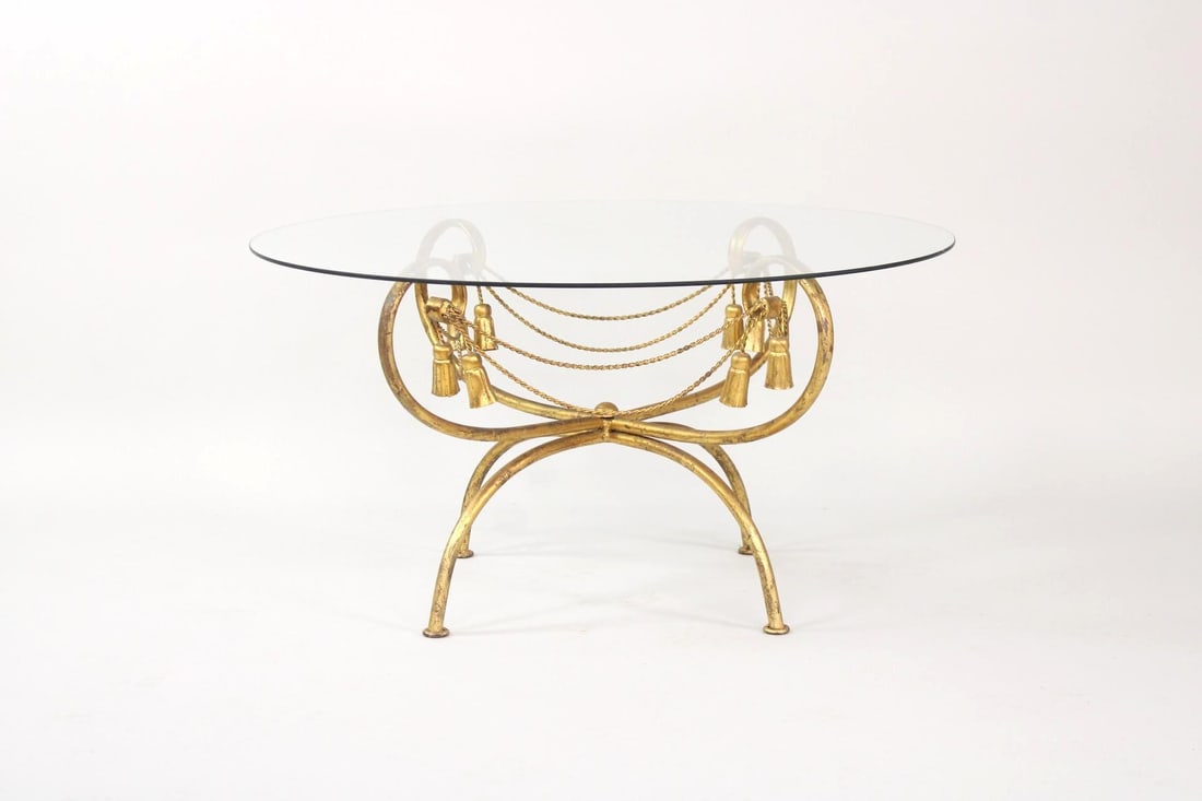 Hollywood Regency Gilded Metal & Glass Coffee Table, Maison Jansen (1 of 8)