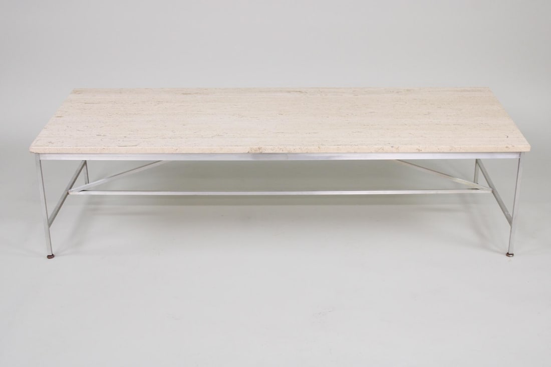 Travertine & Aluminum Frame Coffee Table by Paul McCobb (1 of 9)