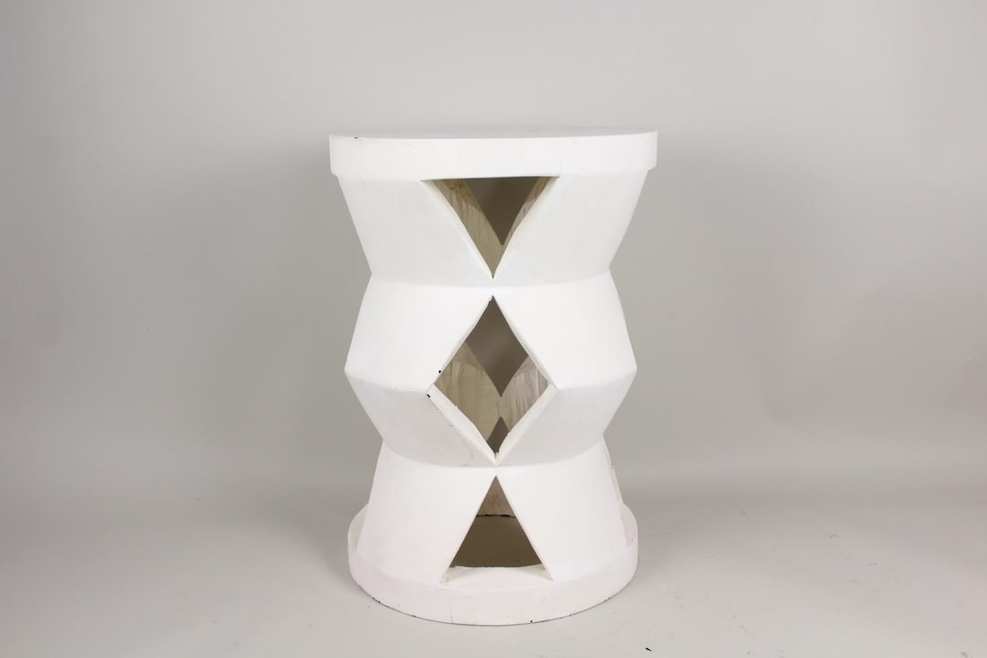 White Tucker Robbins Hollow Zig Zag Stool Side Table (1 of 10)