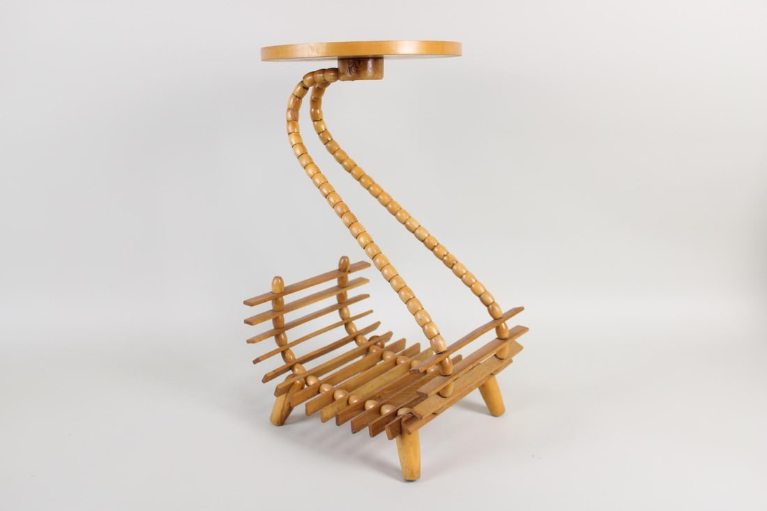 Scandinavian Mid-Century Modern Plant Stand with Magazine Rack (1 of 10)