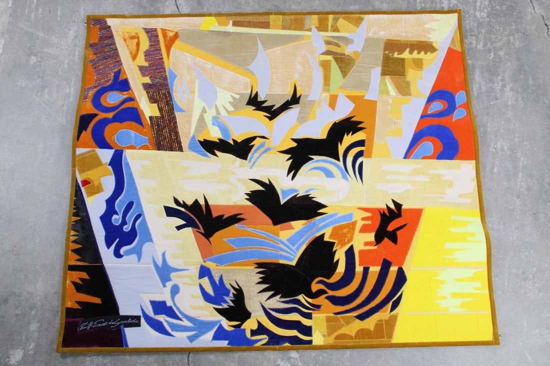Mid-Century Louis Charles Tapestry "Les Paves de Saint Marc," Birds in Flight, Pinet de Gaulade (1 of 8)