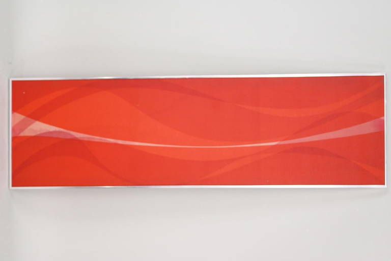 Mid Century Modern Framed Tom Tru Red Fabric Wall Art For Raymor