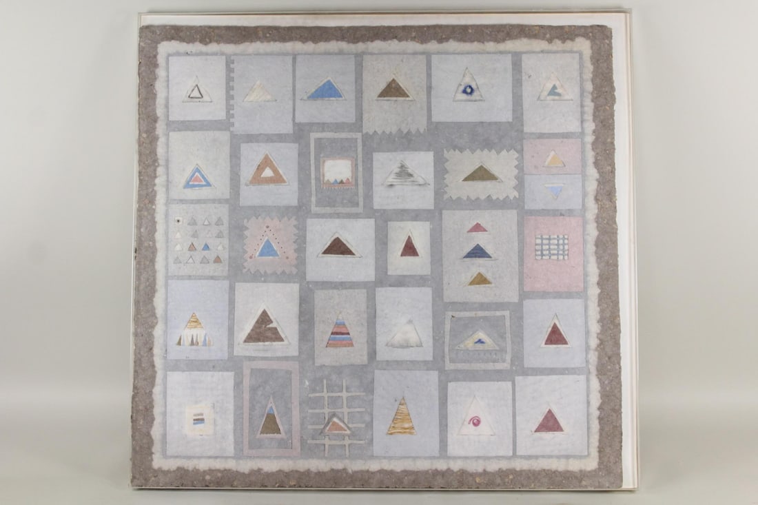 Douglas Zucco Handmade Paper Geometric Abstract Collage with Pyramids (1 of 13)