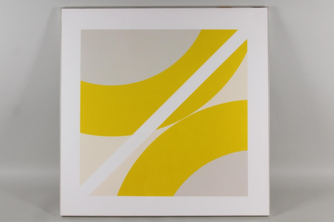 Abstract Minimalist Yellow & White Screenprint, Nasso Daphnis (1 of 11)