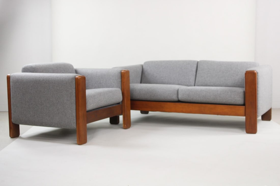 Minimalist Postmodern 2-Seat Sofa & Chair Set for Knoll by Jim Eldon, Grey (1 of 17)