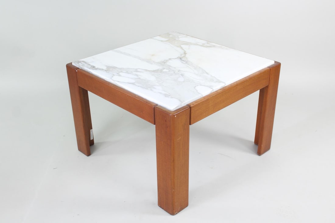 Postmodern Marble Top Wooden Side Table, Jim Eldon for Knoll (1 of 13)