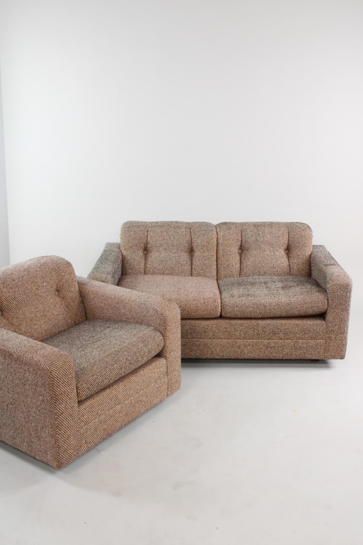 Mid-Century Modern Tweed Loveseat & Chair Set, Cumberland Furniture (1 of 15)
