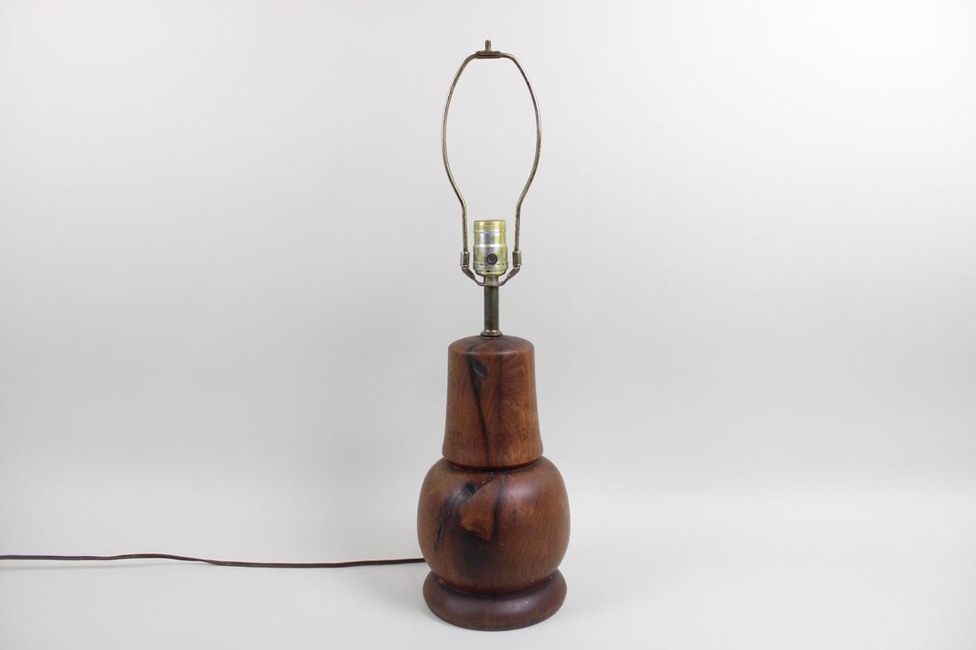 Mid-Century Modern Turned Wood Table Lamp (1 of 7)
