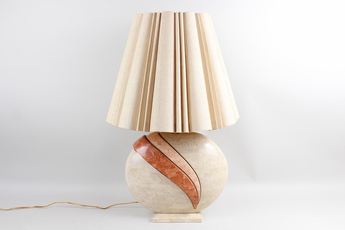 Pink & Beige Tesselated Stone Lamp, Maitland Smith Style (1 of 14)