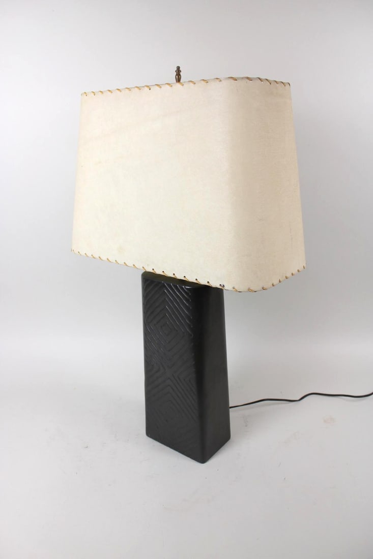 Mid-Century Modern Black Geometric Ceramic Lamp (1 of 17)
