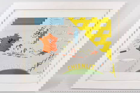 Jan Voss Color Limited Edition Lithograph "Chienlit" 1969: Jan Voss Color Limited Edition Lithograph "Chienlit". Pencil signed, titled and numbered XXII/ XXV in the lower margin by the artist Jan Voss (German b. 1936.) In a white wooden frame. Dimensions are