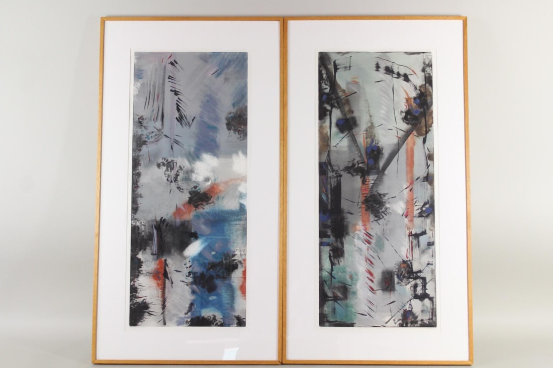Pair of Nola Zirin Abstract Hand Colored Etchings (1 of 20)