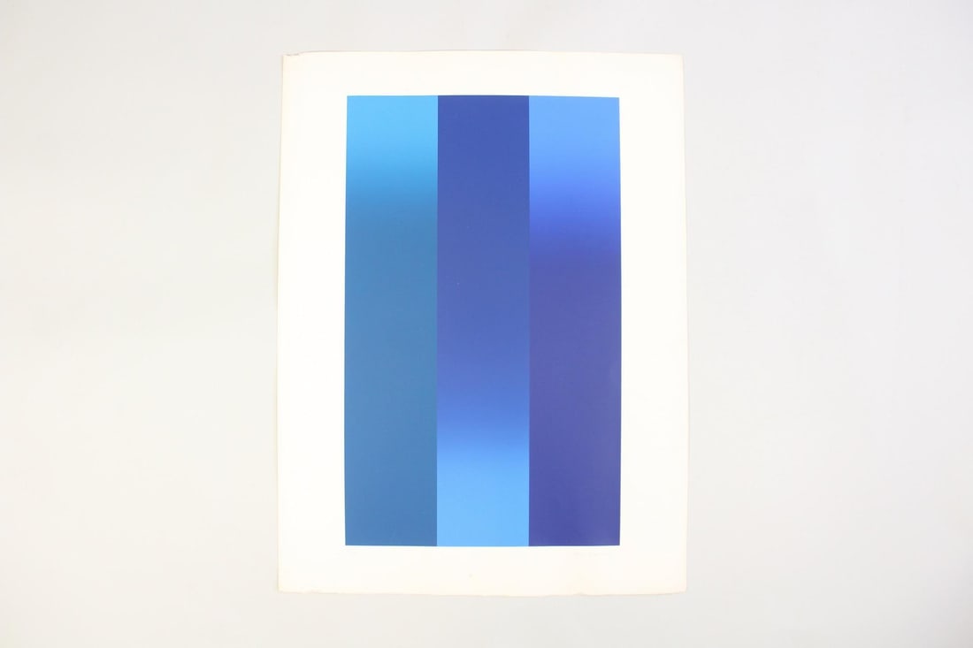 Signed Jane Kaufman Modern Blue Color Fields Screenprint, 21/100 (1 of 13)