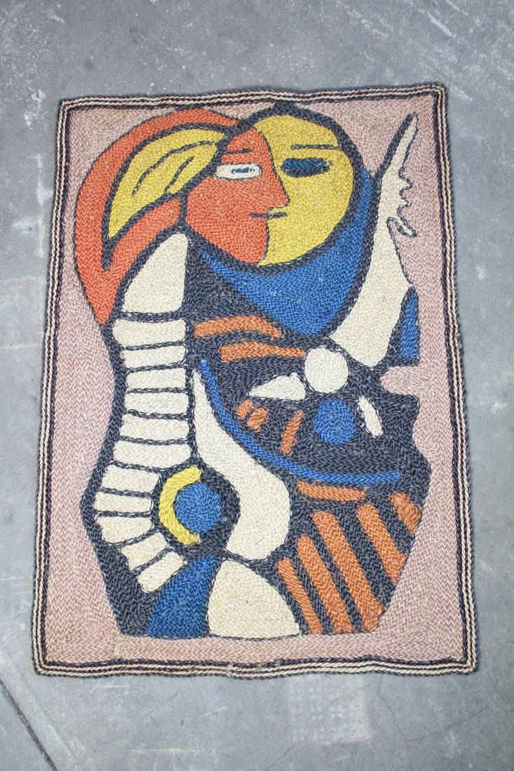 Picasso Woven Throw Rug, Abstract Woman & Moon (1 of 9)