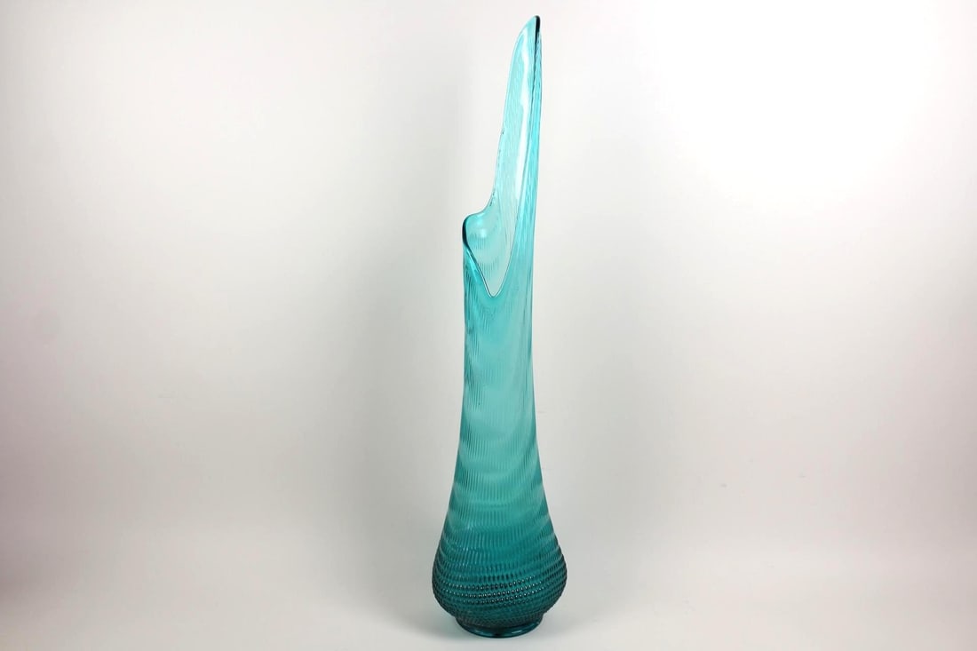 Tall Mid-Century Modern Swung Glass Vase, L. E. Smith (1 of 8)