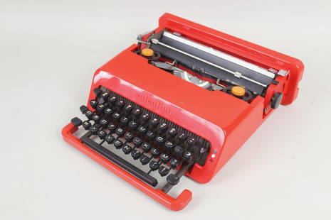 Mid-Century Modern Red Valentine Portable Typewriter, Ettore Sottsass for Olivetti: Mid-Century Modern Valentine Portable Typewriter, Ettore Sottsass for Olivetti. Portable typewriter in a red molded plastic case designed by Ettore Sottsass for Ing. C. Olivetti & C. S.p.A., Ivrea,